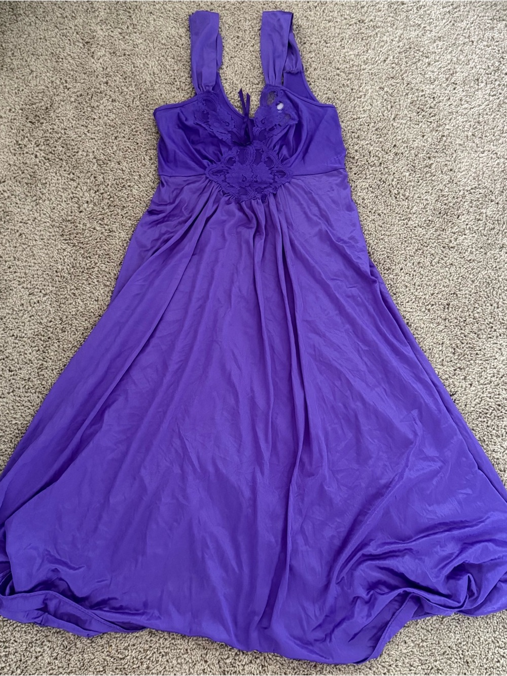 Sleeveless Purple Lace-Accent Maxi Dress